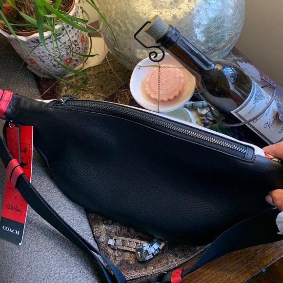 Authentic COACH Pebbled leather Mickey mousse Keith Disney 2 zips belt bag - Picture 3 of 16